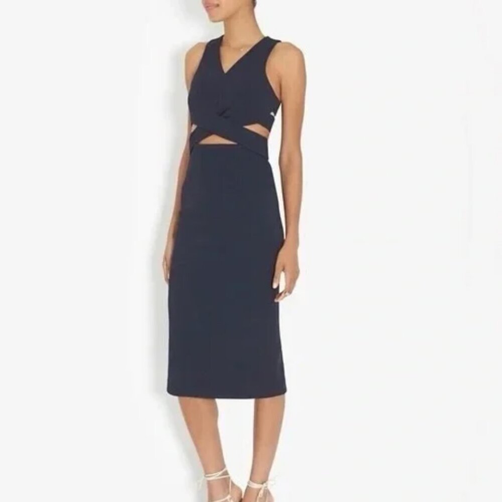 Nicholas Wrap Cut Out Dress Navy Size 6